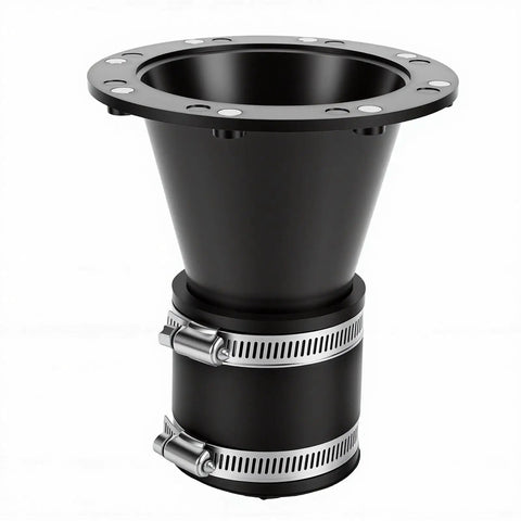 Yunseity 2 1/2 Inch Magnetic Dust Collection Connector With Rubber Cuff Coupler For Woodworking Shop Vacuum Hose shown in black with metal clamps.