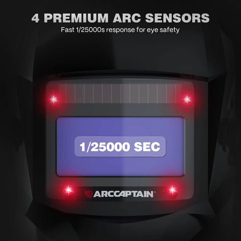 Auto Darkening Welding Helmet With True Color View 4 Arc Sensors 1/25000 Sec Response display panel close-up