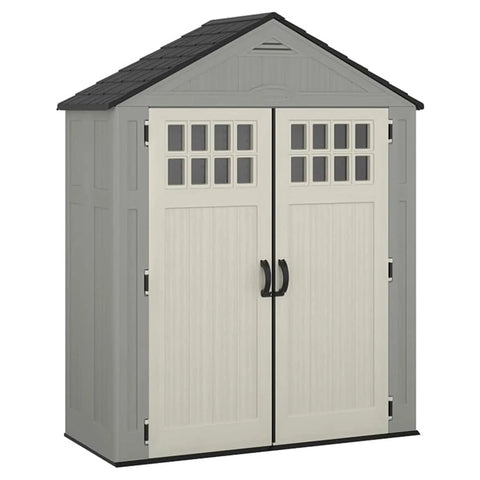 Everett 6x3 Ft Vertical Storage Shed With Lockable Double Doors Windows And Skylight Weatherproof Resin Outdoor Garden Shed