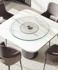 Dope Large Glass Turntable For Dining Tables, 360 Degree Rotating Lazy Susan Tray on marble square table