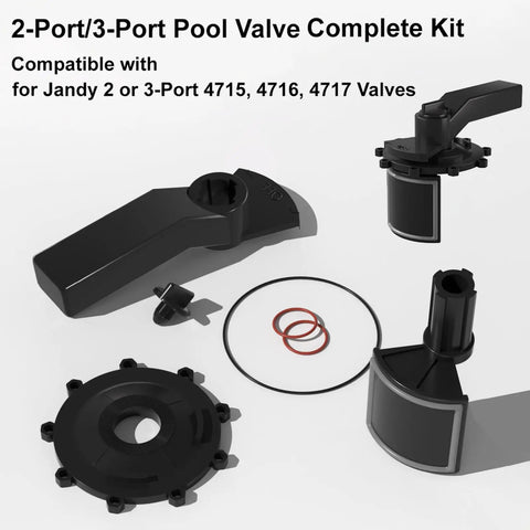 2 Port 3 Port Pool Valve Rebuild Kit for Jandy Gray Valves 4715 4716 4717 DIY Replacement Pack Includes Handle Knob Diverter