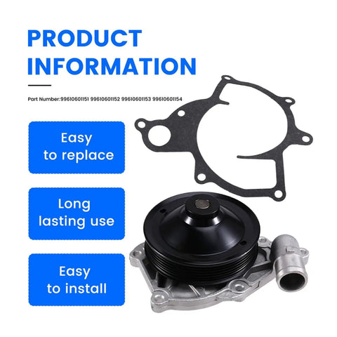 High Performance Engine Cooling Water Pump For Porsche 911 986 996 Boxster Convertible. Durable Coolant Pump Replaces Oem Numbers 99610601151 152 153 154. Keeps Your V6 Flat Six Motor Running Cool And Preventing Overheating Issues On The Road Or Track