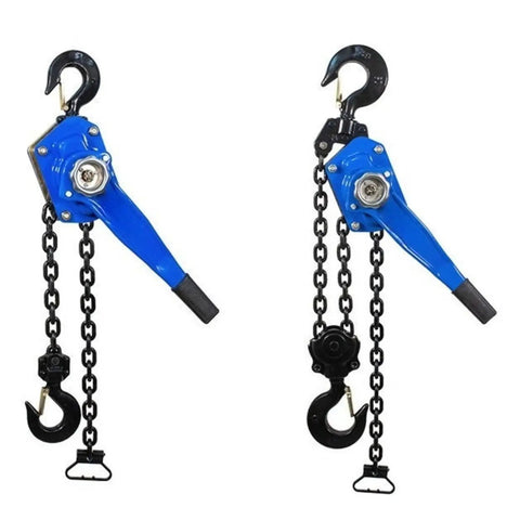 Heavy Duty 3 To 9 Ton Manual Lever Hoist Hand Chain Block For Lifting Traction And Cranes With Long 3 Meter Lift Range, blue with chains
