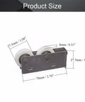 Slick Glide Double Wheel Sliding Door Track Rollers With 27Point5Mm Nylon Wheels and stainless steel shell; product size dimensions shown.
