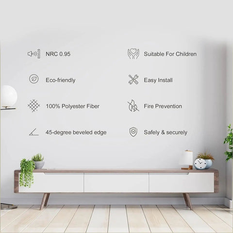 Detail of recommended features for Twelve Piece Heavy Duty Acoustic Foam Wall Panels Crafted For Home Studios And Modern Workspaces.
