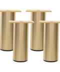 Adjustable Round Aluminum Furniture Leg Set Four Pieces Lightweight Easy Install Replacement Feet in gold for cabinets and desks
