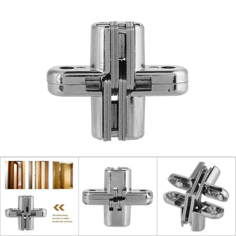 Hidden Door Hinges For Cabinets And Furniture Low Key Concealed 180 Degree Opening zinc alloy hardware silver tone