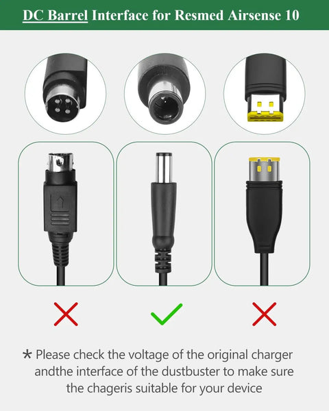 CPAP 24V DC Power Cord 90W Charger For AirSense 10 S10 CPAP Machine Replacement Cable With DC Barrel Connector compatibility guide