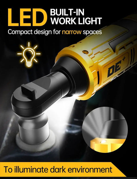 Cordless 3/8 Inch Ratchet Wrench For Dewalt 20V Battery with LED light and reinforced head in use