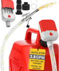 Auto Stop Fuel Transfer Pump With 3.8 GPM Cordless Pump Powered By Battery Or USB Gas Can Portable Electric Refuel Kit On The Go