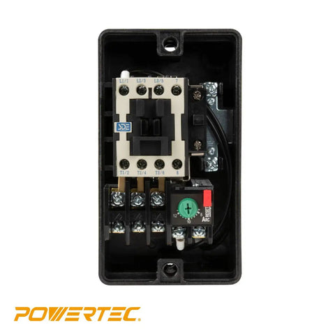 Internal components of Magnetic Workhorse Switch Box For 220 To 240 Volt Motors With 3 HP And Phase Failure Protector Heavy Duty
