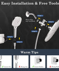 Installation guide for 9 Inch Adjustable Rain Shower Head and High Pressure Handheld Spray Combo with Holder and Leakproof Hose.