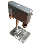 Ace Mini Bench Drill Press Delivering Sweet Variable Speed Control With Heavy Duty Chuck Grip, silver metal desktop drill.