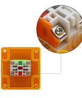 Back view of Emergency Stop Push Button Switch 40mm Red Mushroom Cap 660V 10A DPST Momentary 1NO 1NC Electric Control Button with wiring detail