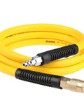 Three Eighth Inch Lead In Air Hose Six Feet Long With One Quarter NPT Quick Coupler And Plug 300 PSI Yellow Whip Compressor Hose Short