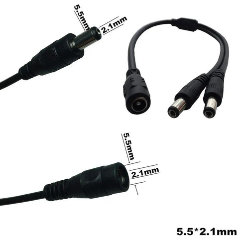 48W 12V 4A AC To DC Wall Adapter with 5.5mm x 2.1mm female plug, 1 to 2 splitter Y cable, ideal power supply for LED strips.