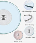 Top Shelf Heavy Duty Tempered Glass Lazy Susan Turntable with duck-billed edge and silent bearings for easy dining.