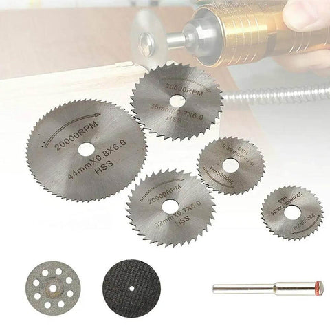 Pro Grade 30 Piece Cutting Wheel Set With HSS Circular Saw Blades Diamond Cutting Discs Resin Cutting Wheels And Mandrel Kit displayed