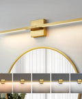 Gold 30 Inch Rotatable Modern Vanity Light With 5CCT LED, Dimmable Over Mirror Bathroom Wall Sconce, Waterproof Enclosed Lamp Shade