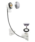 45 Inch Cable Drive Bath Drain Trim Kit With Rotary Overflow Cover Knob Pop Up Stopper And Schedule 40 PVC Fittings In Polished Chrome