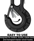 Beefed Up Forged Alloy Steel Clevis Slip Hook With Safety Latch For Heavy Duty Winch And Tow Chains One Quarter Inch 11900 Pound Load Capacity Matte Black Finish Ideal For Truck Trailer Ropes And Cables in use design focusing on easy attachment.
