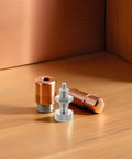 Heavy Duty Stainless Steel Self Locking Indexing Pin And M10 Thread Spring Plunger With Slick Knurled Handle For Precision Mold Alignment and Rock Solid Machine Tool Positioning Hardware on wooden surface.