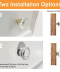 Two installation options for Crystal Cabinet Knobs 8 Pack Vintage Oval Flower Design Matte Black Base Crystal Glass Drawer Knobs