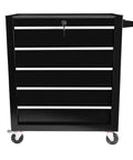 Five Drawer Rolling Tool Chest On Wheels For Garage And Workshop Heavy Duty Steel Tool Cart With Lockable Drawers Tool Storage Cabinet Mobile Toolbox Organizer In Black Finish, front view