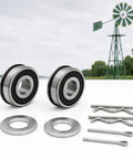 All In One Bearings Repair Kit For 8 Ft Lawn Garden Windmill Fan Hub 1/2 Inch ID X 1 3/8 Inch OD Includes Bearings Flanges Pins And Washers