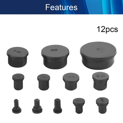 Lock Tight Black EPDM Cable Gland Plugs 12 Pack Bombproof Rubber Hole Stopper Kit Heavy Duty Wire Entry Seal For Electrical Panels Slide Right In Dust Proof Cable Pass Through assorted sizes