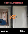 Before and after image of Heavy Duty Recessed Access Panel With Lock, Fire Rated Ceiling Hatch And Wall Inspection Door, 24X28 Aluminum Plate.
