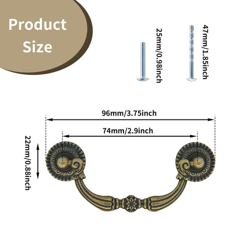 Badass Vintage Bronze Bail Drop Cabinet Pulls 4 Pack Rustic Drawer Handles For Kitchen Cupboards And Furniture Heavy Duty Solid Zinc Alloy. Size 4.5 x 2.9 inch.