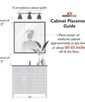 Espresso Medicine Cabinet With Mirrored Doors 24 Inch Wide Wall Mount Bathroom Cabinet illustrated placement guide