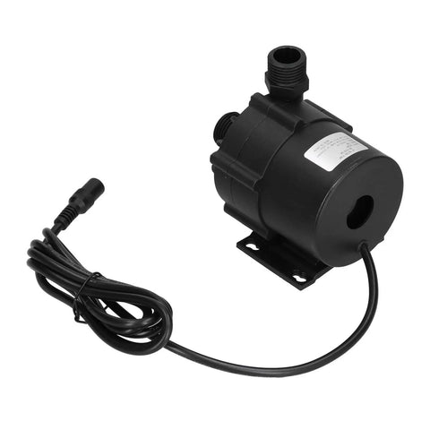 Straight Up Silent Submersible Pump Equipped With Brushless DC Motor And IP68 Waterproof Rating with power cable, black plastic body.