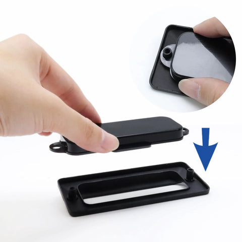 Assembly of 2 Pack Concealed Recessed Pull Handles Square Flush Hidden For Doors Drawers Cabinets Zinc Alloy Matte Black 4 X 2 Inch