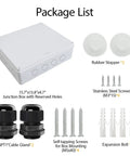 Beefy Weatherproof Outdoor Junction Box For Electronics IP65 Dustproof ABS Plastic Enclosure with accessories overview.