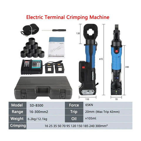 Heavy Duty Brushless Electric Crimping Pliers Set With Punch And Cut Tools For Professional Cable Wiring Jobs Super Fast And Reliable Power Tool Gear, crimping machine with accessories.