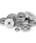 Pro Grade Router Bearing Guide Kit With Top Mounted Ball Bearing Set for ultra-smooth cuts, multiple bearing sizes shown