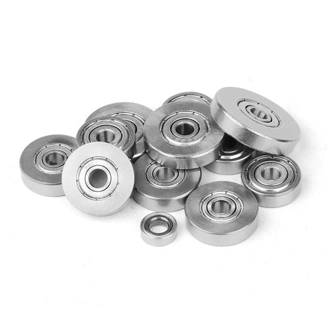 Pro Grade Router Bearing Guide Kit With Top Mounted Ball Bearing Set for ultra-smooth cuts, multiple bearing sizes shown