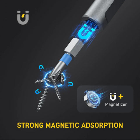 Magnetic 74 In 1 Ratchet Screwdriver Set With Detachable Handle Pro Grade Multi Bit Kit showing strong magnetic adsorption feature.