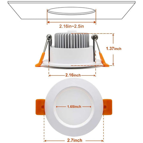 Smart 2 Inch LED Recessed Downlight Kit With RGB Color Changing WiFi Enabled Dimmable 2700K to 6500K 5W Ceiling Light dimensions