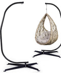 Heavy Duty Hammock Chair Stand For Hanging Chair With 360 Degree Rotation, Rust Resistant Steel C Stand, 2 Inch Diameter Pipe, 81.5 Inch Tall Outdoor Indoor Stand With Carabiner, Easy Assembly For Patio Deck Yard