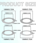 Diagram showing various thicknesses of M13 By 19mm 304 Stainless Flat Washer Shim Set 48 Pieces With Four Thicknesses.