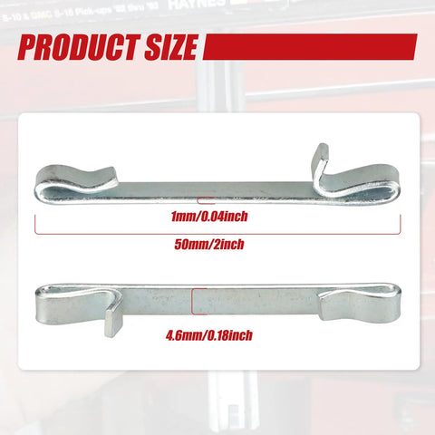 Diagram showing 12 Pcs Early 2-Inch Double Loop Drawer Slide Retaining Clips for Toolbox Drawers with measurements.
