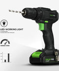 No Nonsense Two Speed Compact Drill Driver 20V Max With Three Eighths Inch Chuck, 19 Plus 1 Torque Settings, 1.3Ah Battery