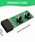 9 Pin Reset And Power Switch Board Adapter For Desktop PC Motherboard, size dimensions with black connector and buttons