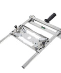 Rock Solid Heavy Duty Adjustable Stainless Steel Support Stand With Precision Edge Guide Locator For Wood And Metals Engineered Sharp For Nailed Cuts Every Single Day, showcasing adjustable frame and alignment system.