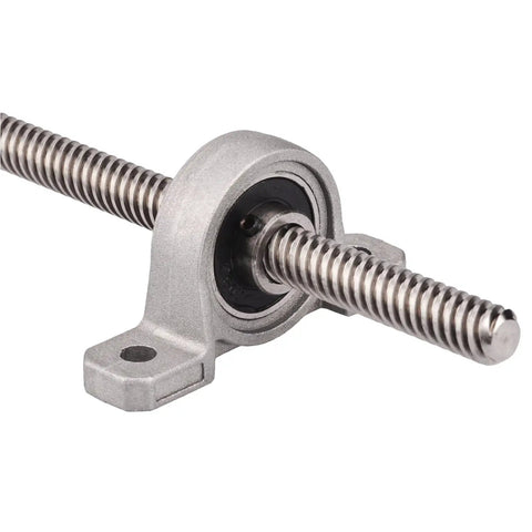 Close-up of 100mm T8 Lead Screw Nut Set With Brass Nut, 2 KP08 Pillow Bearing Blocks And 8x8mm Coupler for 3D printers and CNC machines