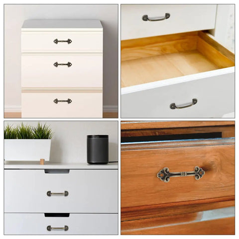 Vintage Mini Pull Handles Cabinet Hardware Set Dope Upgrade With Antique Bronze Decorative Knobs for various cabinets.