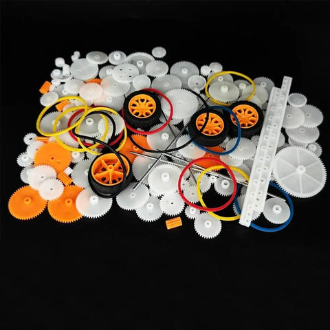 150 Piece Plastic Gear Kit For DIY RC Cars Trucks Helicopters Robots With Shaft Axles And Rubber Band Small Gear Set